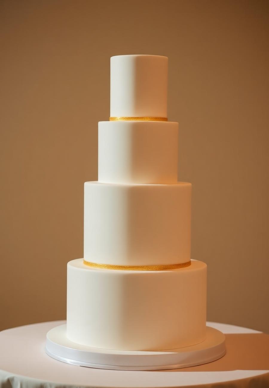 Tiered wedding cake with gold accents